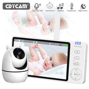 5.0 Inch Video Baby Monitor With Pan Tilt Camera Wireless Two Way Audio Night Vision Security Babysitter VOX Wake Up USB Charge