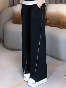 Shalldoer | Elegant Wide Leg Pants Womens Loose Breathable Straight Cut Casual Trousers Fashionable Versatile Summer Pants For Short Mothers