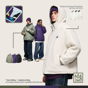 INFLATION brand double-sided lamb cashmere sandwich hooded cotton jacket 2025 Autumn/Winter Fashion brand personalized zippered jacket jacket jacket