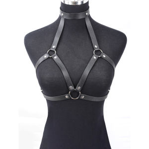 Harness PU Leather Women Gothic Adjustable Chest & Waist Harness Strap Fashion Body Accessory For Street Club Party Outfit