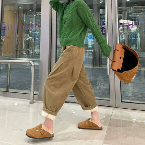 กางเกงขายาวทรงหลวมเอวสูงสไตล์ฮาราจูกุสำหรับผู้หญิงในฤดูใบไม้ร่วงและฤดูหนาว กางเกงขายาวทรงหลวมแบบลำลองสำหรับผู้หญิง กางเกงขายาวทรงลำลอง