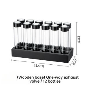 JUSTINLAU | JUSTINLAU Glass Coffee Bean Storage Jars Airtight 1-Way Valve Wooden Display Rack with Funnel Wooden Kitchen Organizer
