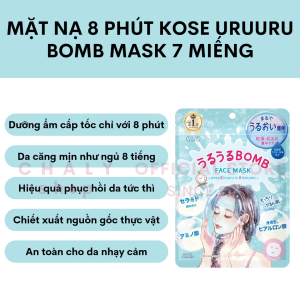 Mặt nạ 8 phút dưỡng ẩm cấp tốc Clear Turn Uruuru Bomb Face Mask Kose 7 miếng Nhật Bản