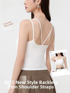 MiiOW | White Breathable Cotton Tank Top Women Summer With Chest Pad Anti-Light Blocking Side Breast Vest Base Shirt Cat Person