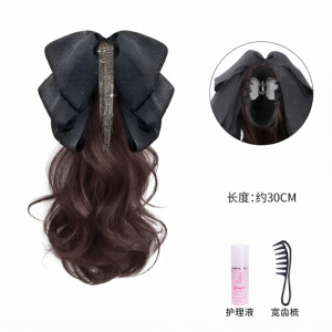 JUZITING | Simulated Hair Ponytail Clip with Natural Bow and Half-Up High Ponytail