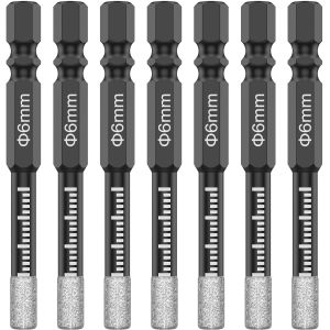 7 to 14 Pcs Dry Diamond Drill Bits Set 6mm Vacuum Brazed Core Drill Bit Quick Change Hex Shank for Porcelain Granite Tile Marble