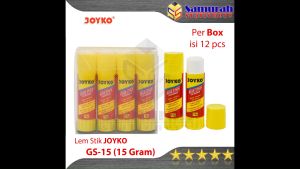Glue Stick GS-15 Joyko Pendek 1 box isi 12 pcs / Lem Kertas Putar GS 15 Gram / Lem Stik Batang 15 Gr Kecil
