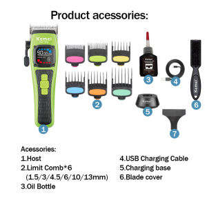 KM-1862 Professional Rechargeable High-Speed Motor Cordless Hair Clippers Set Hair Cutting Kit for Men