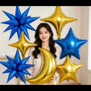 Starburst Star Moon Foil Balloon Set for Baby Shower Birthday Wedding Anniversary Graduation Bachelorette Party Decoration
