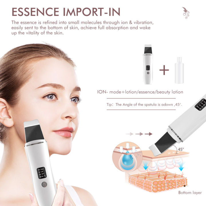 Ultrasonic Skin Scrubber Peeling Machine Ems Negative Ion Blackhead 