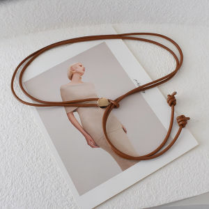 Adjustable Long Soft Leather Rope Waist Belt for Women Summer Fashion Decorative Skirt Shirt Matchings Versatile Thin Waist Belt