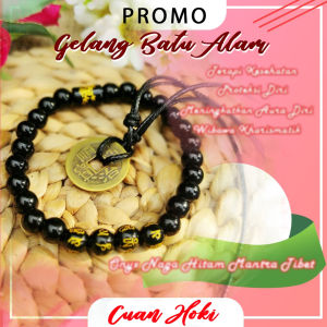 Cuan Hoki Gelang Batu Alam terapi kesehatan Onyx Naga Hitam Mantra Tibet Onyx Hoki Naga Hitam size 8MM bisa di pakai pria & wanita bisa COD