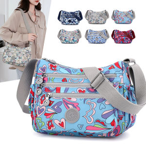 New Multi-Layer Nylon Canvas Printed Ladies Shoulder Bag Lightweight Oxford Cloth Crossbody Bag Casual Simple Style Womens Bag