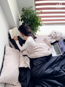 Bộ chăn mền ga gối GONI CHILL màu Đen Beige - Ga drap giường bo chun cao 4-25cm kích thước 1m 1m2 1m4 1m6 1m8 2m2