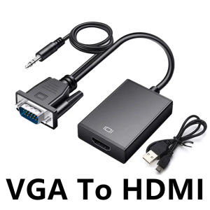 VGA to HDMI-Compatible HDMI to VGA Converter Adapter 1080P Video Cable for PC Laptop to HDTV Projector Monitor