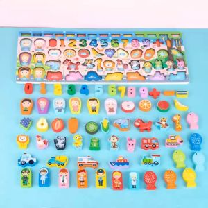 Mainan Edukasi Wooden Toys Puzzle Kayu 7in1 Puzzle Huruf dan Angka