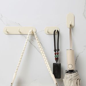 Single Hook Metal Bathroom Wall Mounted Adhesive Coat Hook No Drilling Required Black White Iron Material Can Hold up to 2kg