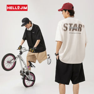 HELLO JIM suede T-shirt For Men 2023 New Arrival American vintage print Oversize T-shirt For Men KS1762