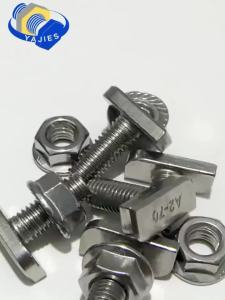 M8/M10 T-Bolt Kit 304 Stainless Steel (A2-70) - T-Screws Locking Tooth Flange Nuts - for Solar Panel Mounting PV Rails Greenhous