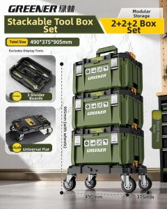 Stackable Tool Box Organizer Large Capacity On Wheels