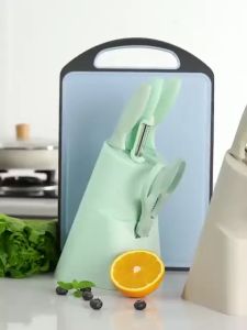 Pisau set Pisau Guntung Dapur 6In1 AntiLengket Warna Kitchen Knife Set6 in1Dengan Wadah Berkualitas