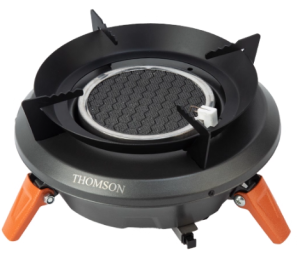 THOMSON Butane Gas Stove Camping Stove with Orange Legs and Burner Plate for Outdoor Cooking