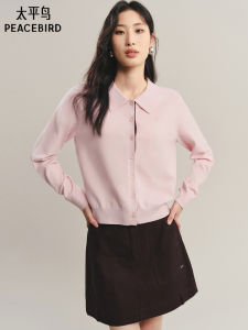 PEACEBIRD Soft Knitted Cardigan Collar Color Block Gentle Style Womens Fashion Autumn New Arrival A1EDF3501 Ladies Sweater