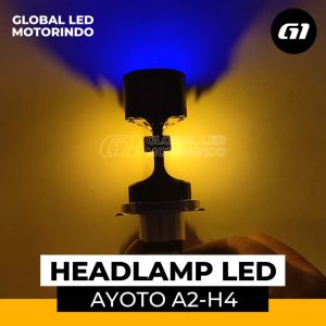 AYOTO Lampu Depan Headlamp H4 Led A2-H4 Angel Eyes Warna Biru A2H4