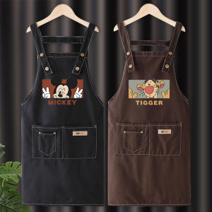 Stylish Pure Cotton Apron for Women Home Use Kitchen Cooking Versatile Indoor Outdoor Workwear Casual Cartoon Design Non Disposable