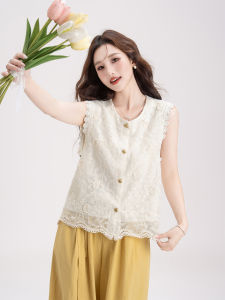 Lace Crochet Sleeveless Slim Fit Vest Women