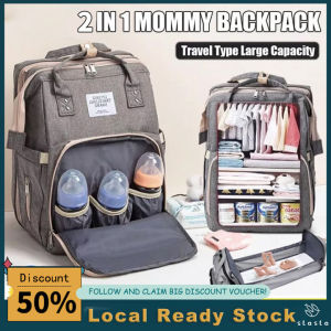 SLALA 2 in 1 Crib & Baby Bag Organizer Diaper Bag Mommy Mummy Bag Large Capacity Portable & Foldable