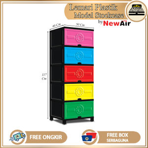 Lemari Plastik Jumbo Pakaian / Multifungsi / Serbaguna New Air Stockcase 5 Laci