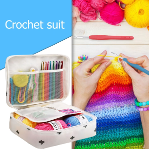 Beginner Knitting Needles Set Handmade Crafts with 5 Group Wool Crochet Hooks Needles Accessories Storage Bag for DIY Scarves Gloves