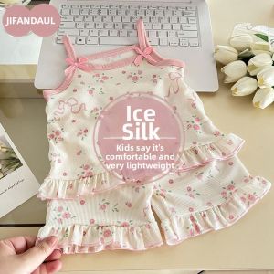 JIFANPAUL | Ice Silk Breathable Cartoon Girls Summer Set