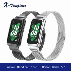 Milanese Bracelet for Huawei Band 10 Band 9/8 Stainless Steel Strap Huawei Band 7/6 Metel Honor 7/6 for Women Men Breathable Soft Waterproof Sport