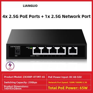 LIANGUO | Non-managed 2.5G POE Switch with 4 Ports 2.5G POE Power and 1 2.5G Port 4kV Surge Protection for Wireless APs Monitoring NAS 5 Ports