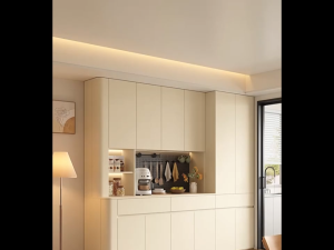 [PRE-ORDER] Solid wood curved sideboard with perforated board integrated wall-mounted mid-range style living room tea and water storage cabinet