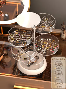 Acrylic Cao Cấp Nhiều Lớp Xoay Hộp Đựng Trang Sức Nhẫn Bông Tai Vòng Tay Vòng Cổ Xuyên Thấu Sắp Xếp Lưu Trữ Máy Tính Để Bàn Phụ Kiện