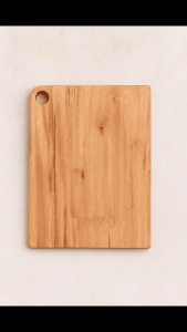 Talenan Kayu Mahoni 20x30x2 cm Lubang Bulat Samping – Cutting Board Dapur Tebal Natural