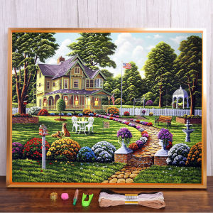 House Garden 11CT Cross Stitch DIY Printed Canvas Embroidery Full Kit DMC Threads Craft Sewing For Needlework Handiwork