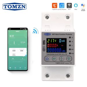 TOMZN 63A WIFI Công Tắc Thông Minh TUYA Đồng Hồ Năng Lượng Kwh Đo Sáng Ngắt Mạch Điện Hẹn Giờ Với Điện Áp Hiện Tại Và Bảo Vệ Chống Rò Rỉ