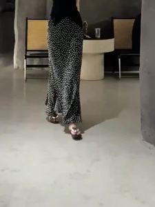 MANMI | Chân Váy Maxi A-Line Cao Waisted Phong Cách Vintage Pháp