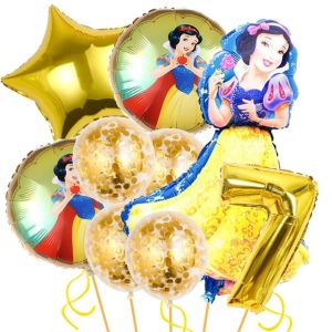 Cross-Border Digital Aluminum Balloon Cartoon Princess Ariel Snow White Bell Kids Birthday Theme Party Ornament Ball