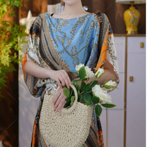 Summer New Style Satin Scarf Shoulder Wrap Dress Two-Way Wear Vacation Atmosphere Korean Version Geometric Pattern Womens Accessory