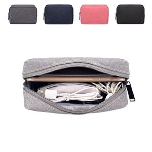 New Simple Mobile Power Bank Storage Bag Mobile Phone Charger Storage Pouch Data Cable Organizer Bag Leather Handbag