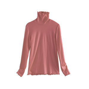 เสื้อชั้นในผ้าขนสัตว์สองด้าน คอตั้ง แขนยาว ความหนาปกติ ฤดูใบไม้ร่วง/ฤดูหนาว สำหรับผู้หญิง กระโปรงสั้น ทรงเข้ารูป เสื้อชั้นในด้านนอก