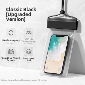 Dive Gear Transparent Waterproof Bag for Swimming Touch Screen Compatible Mobile Phone Case Sealed Submersible Lanyard Included