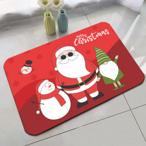 VIKAMA Panda Is Very Busy Making Cartoon Santa Claus Kitchen Durable Floor Mats For The Entrance Carpet And Home Decoration.