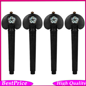 IRIN | Cello Pegs Set of 4 – Imitation Ebony with Genuine Abalone Shell Inlay Durable Pre-Drilled Easy Installation for 4/4 Cello