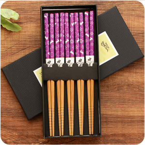5 Pairs Of Bamboo Chopsticks Tableware Non-Slip Japanese Natural Wood Sushi Food Multi Color Household Long Chopsticks Set